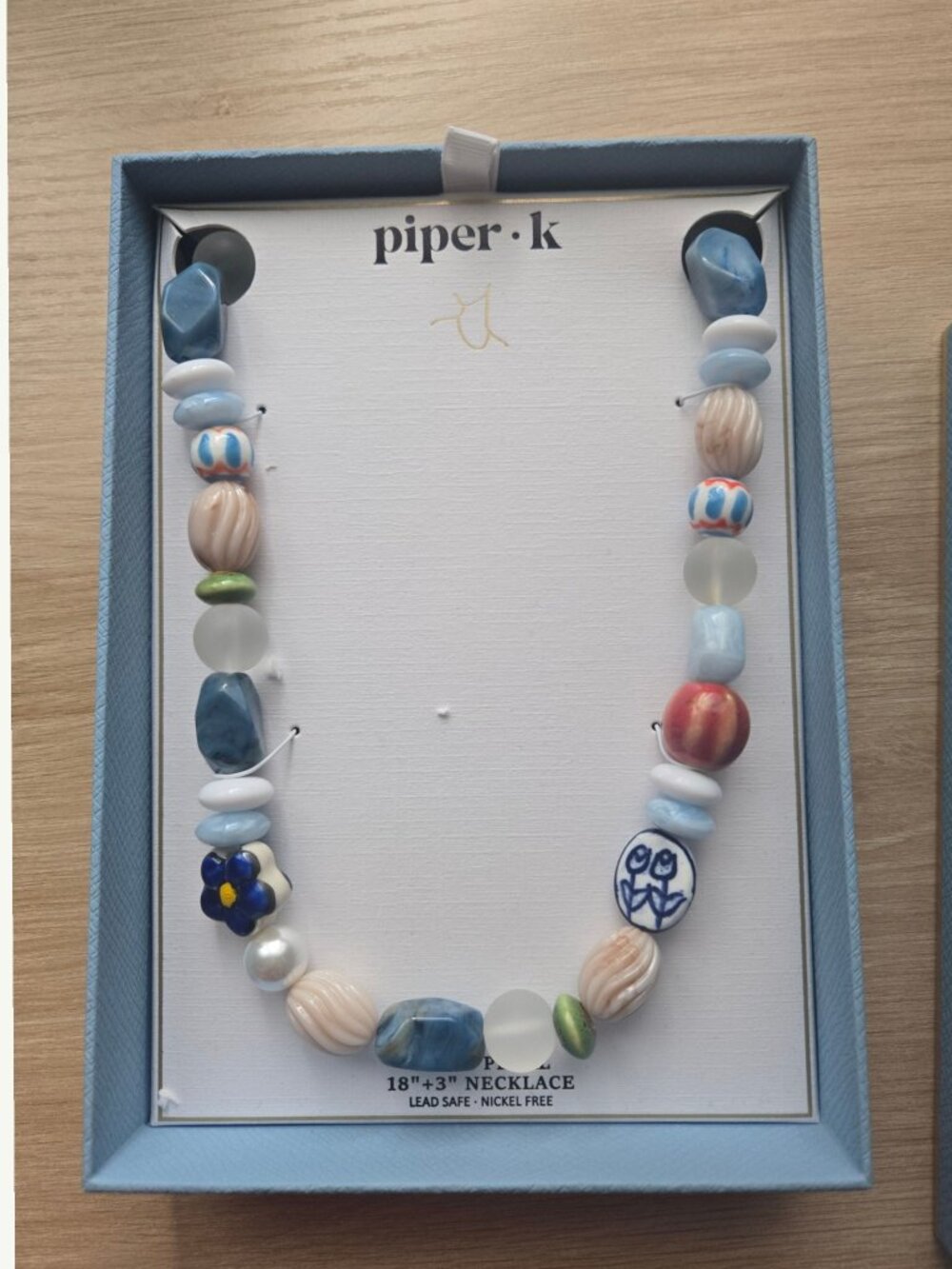 Piper K Beaded Necklace – Multicolor Statement Piece – 18” + 3” Extender